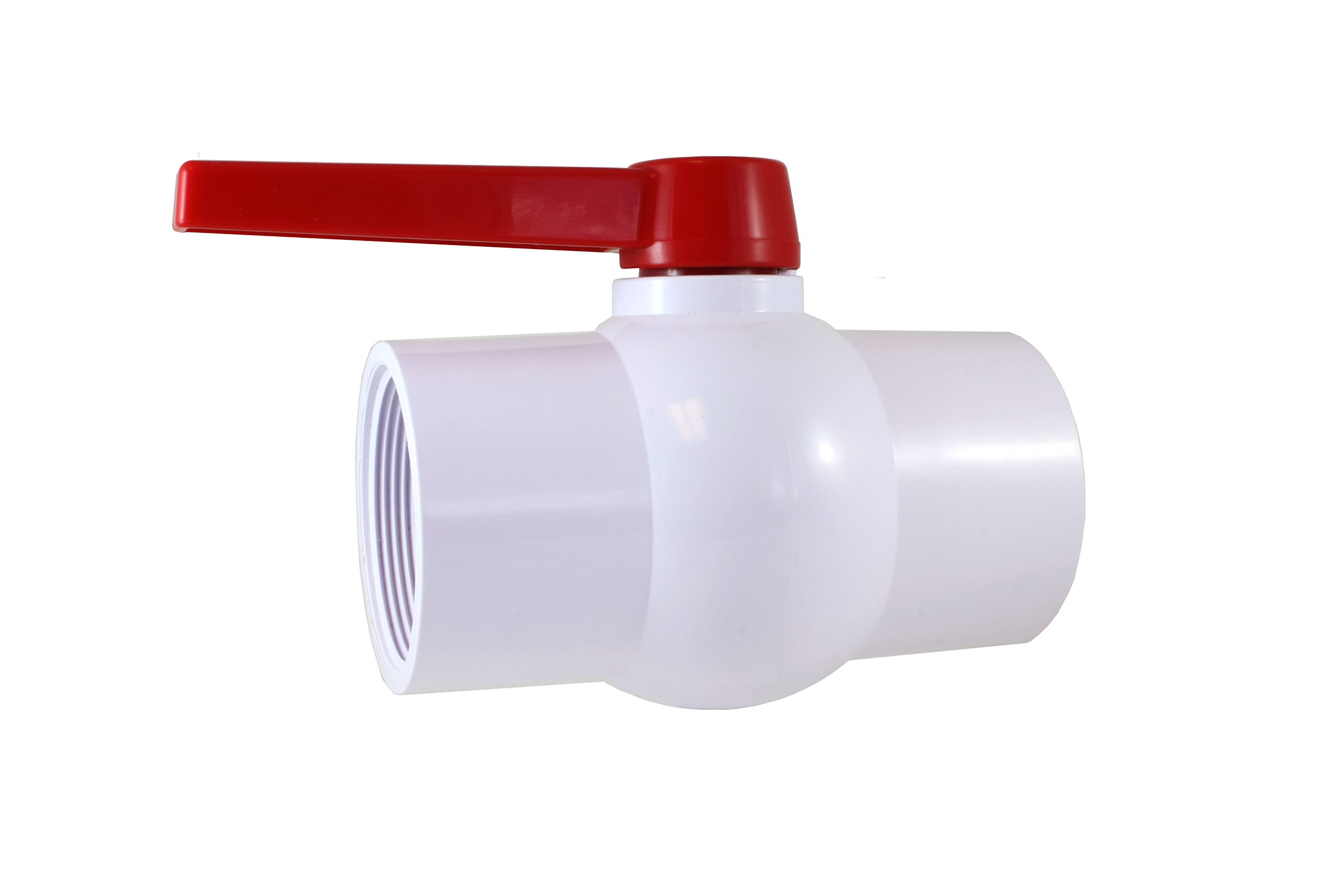 VALVULA ESFERICA PVC BLANCA 1/2" C/MANIJA ROJA