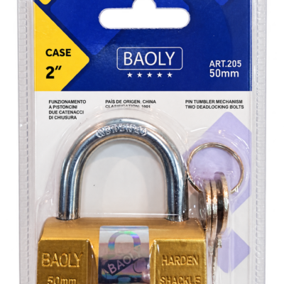 CANDADO DORADO MARCA BAOLY EN BLISTER 50MM
