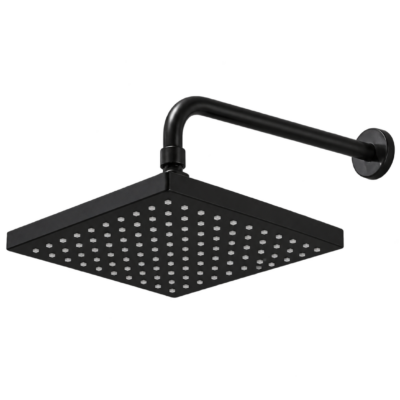 CABEZA DE DUCHA VITTO PREMIUM PLUS CUADRADA 8" NEGRA CON BRAZO