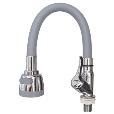 LLAVE VITTO FLEXIBLE 2 FUNCIONES PARED/COCINA COLOR GRIS