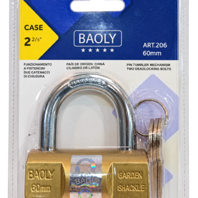 CANDADO DORADO MARCA BAOLY EN BLISTER 60MM