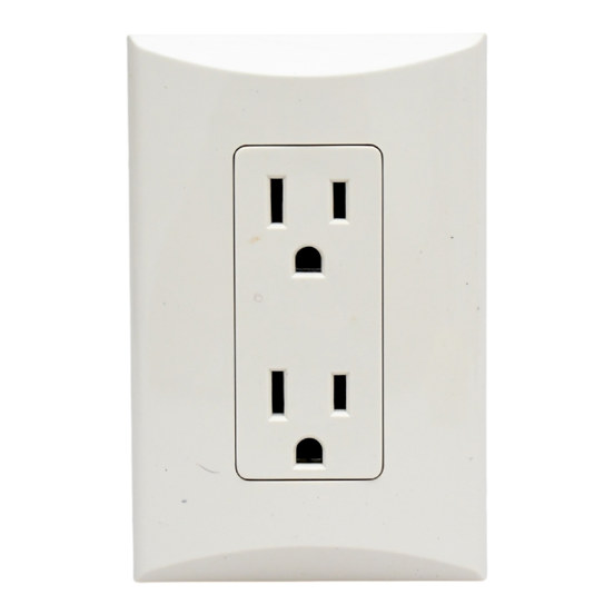 TOMACORRIENTE DOBLE BLANCO 15A 100V-250V P/EMPOTRAR