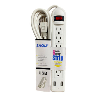 REGLETA DE 6/SERVICIOS CON 2 PUERTOS USB Y CABLE DE 3MTS