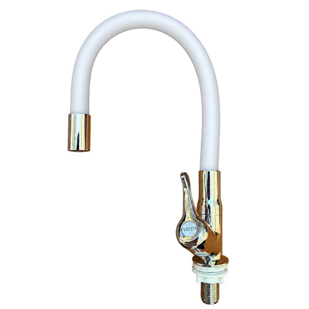 LLAVE VITTO FLEXIBLE MESÓN/COCINA COLOR BLANCO