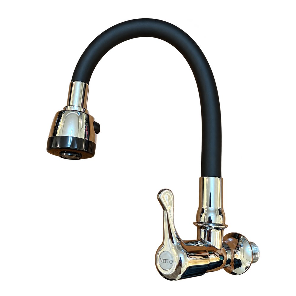 LLAVE VITTO FLEXIBLE 2 FUNCIONES PARED/COCINA COLOR NEGRO