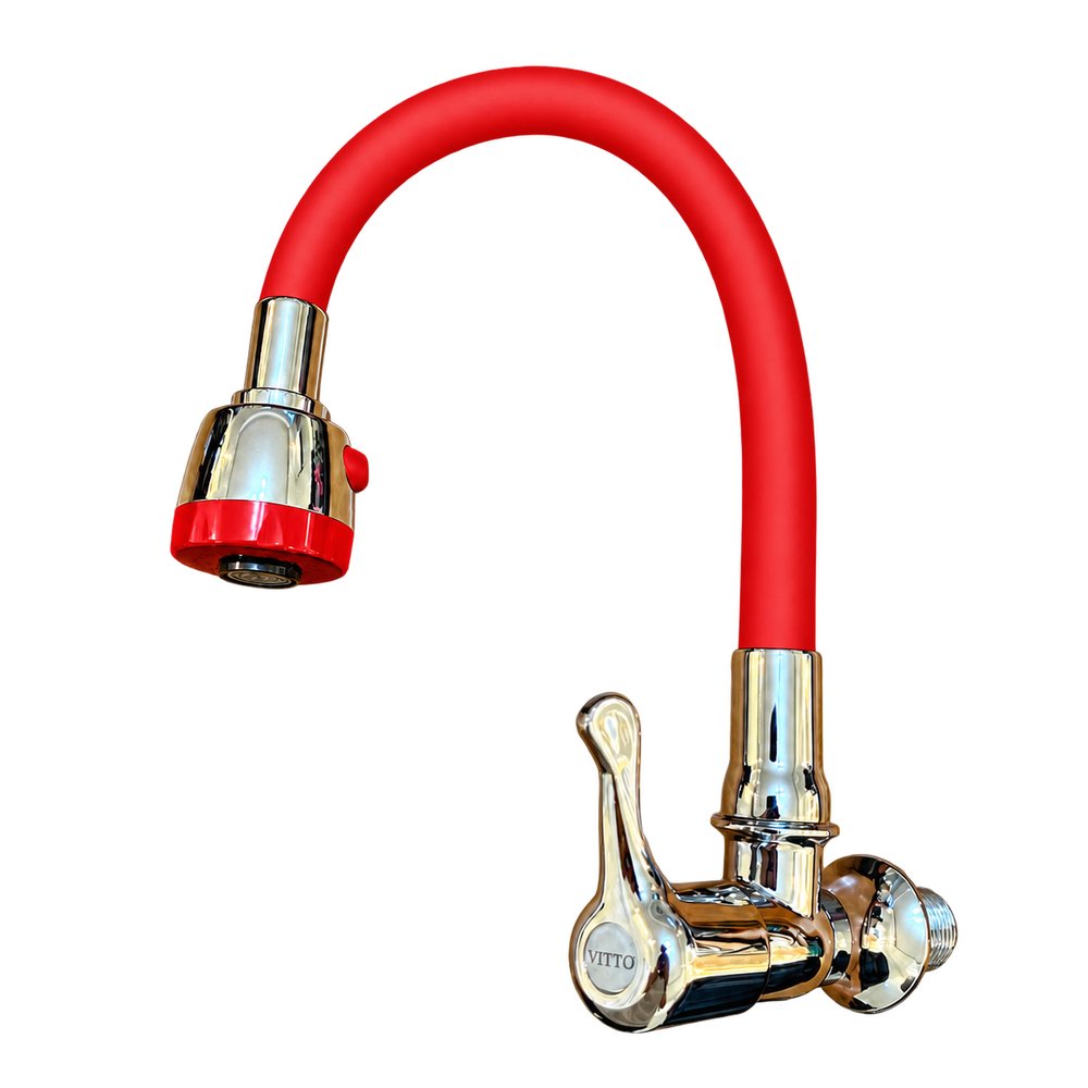 LLAVE VITTO FLEXIBLE 2 FUNCIONES PARED/COCINA COLOR ROJO