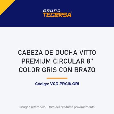 CABEZA DE DUCHA VITTO PREMIUM CIRCULAR 8" COLOR GRIS CON BRAZO